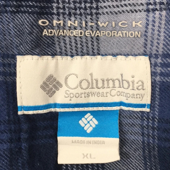 Columbia Omni Wick Button Up‎ Shirt Blue Plaid - Picture 8 of 13